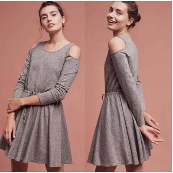 NWT Anthropologie Lili's Closet Cold Shoulder Jersey Drawstring Dress Size Small - Picture 1 of 6